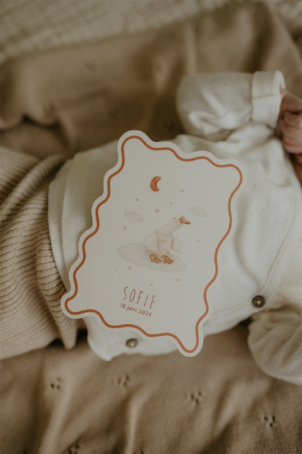 Wave geboortekaartje gans, golvende vorm